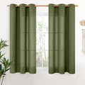 YoungsTex Olive Linen Curtains 45 Inch Length 2 Panels, Dark Green Short Drapes by YoungsTex