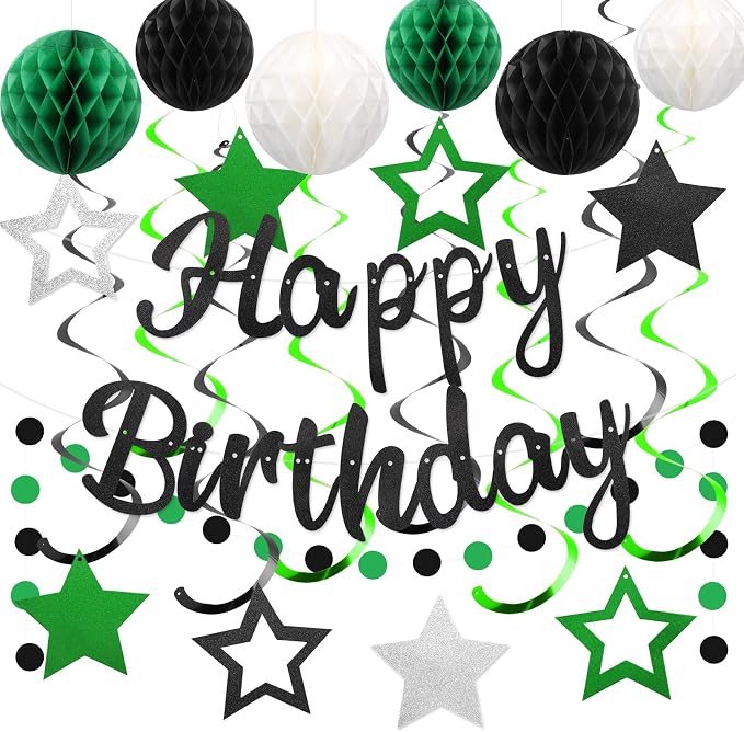 YEOCU Birthday Decorations, No DIY Pre-Strung Happy Birthday Banner | Green by YEOCU