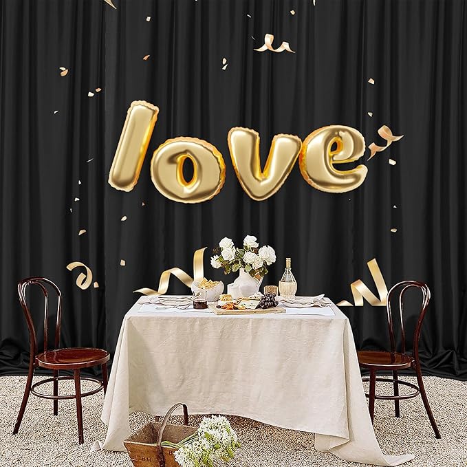 MEETSKY 4 Panels Black Backdrop Curtain for Party Wedding Ceremony 20ftx 10ft Photo Curtains Backdrop Drapes Fabric Backdrop Curtain Rod Pocket Decoration Birthday Party for Boys Men, 5ft x 10ft