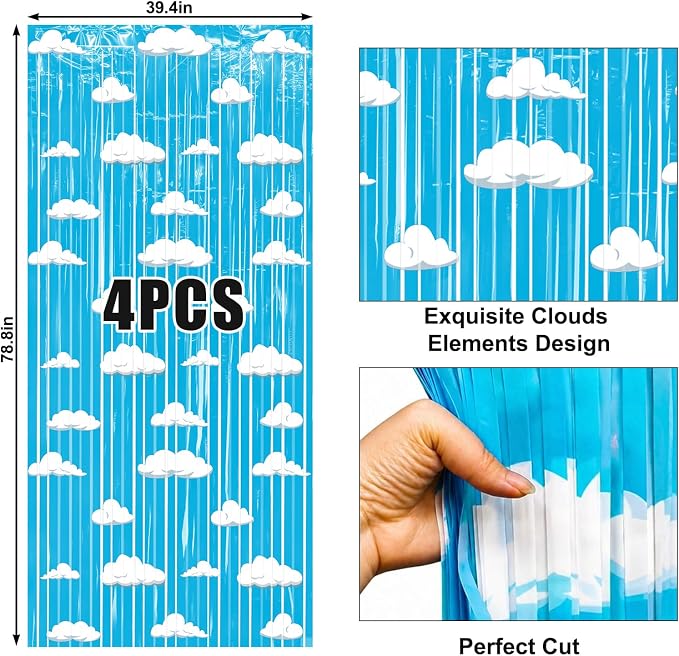 4 Packs Blue Sky Foil Fringe Curtain - Image 6