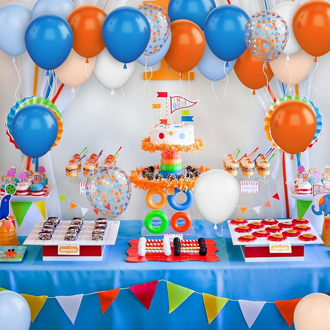 Orange and Blue Balloon, 12 Inch Blue White Orange Balloons Pastel Orange - Image 7
