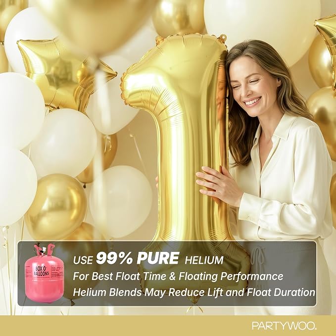 PartyWoo Number Balloons 40 Inch Gold Number 21 Kit 33pcs - Image 5