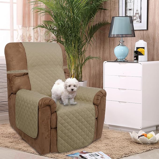 U-NICE HOME Reversible Recliner Chair Covers, Light Camel/Beige | 28''Recliner - Image 2