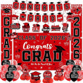 Graduation Decorations 2026 Red Set, Congrats Grad Decor Set by Unknown