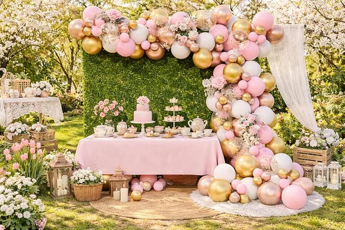 Rose Gold Pink White Balloon Garland Arch 160PCS Confetti Balloons Baby Shower - Image 4
