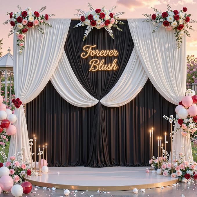 10 ft x 10 ft Wrinkle Free Black Backdrop Curtain - Image 8