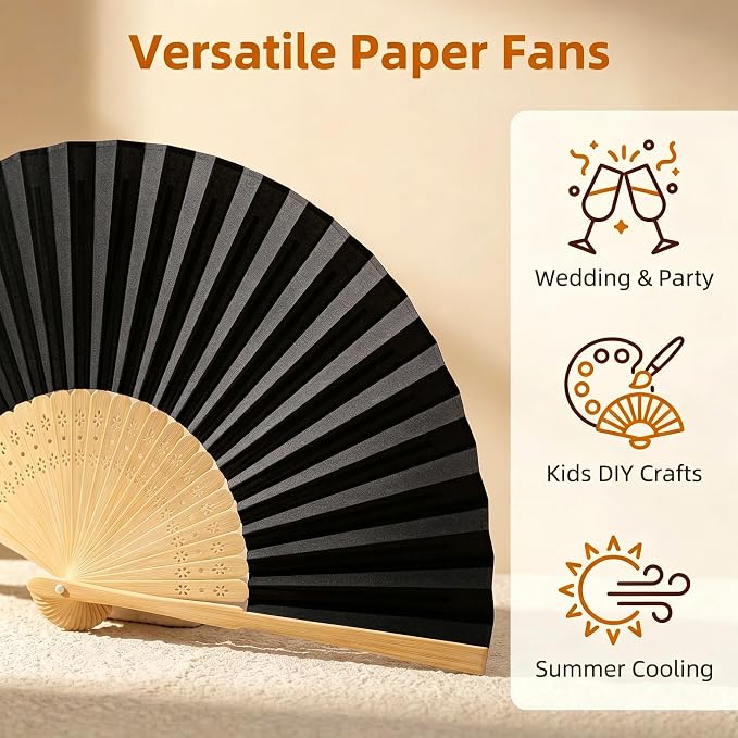 Paper Hand Fans, 8.3 Inch Foldable Handheld Fans - Image 3