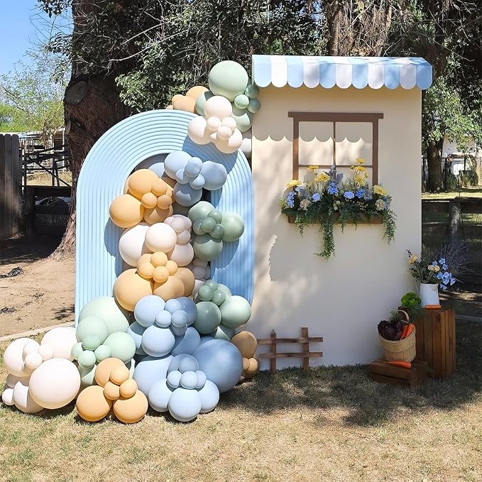 HILAVO Sage Green Dusty Blue Yellow Balloon Garland 126 Pcs Slate Blue Olive - Image 4
