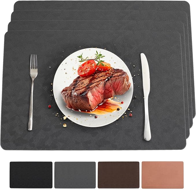 Vinyl Placemats Set of 4 Heat Resistant Easy Clean Non-Slip Place Mats by BxzanDya-LifeSmartMaker