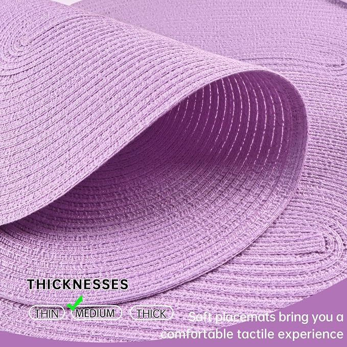 Placemats Set of 6, Woven Oval Braided Dining Table Mats | 12 x 17.5 Inch Size - Image 3