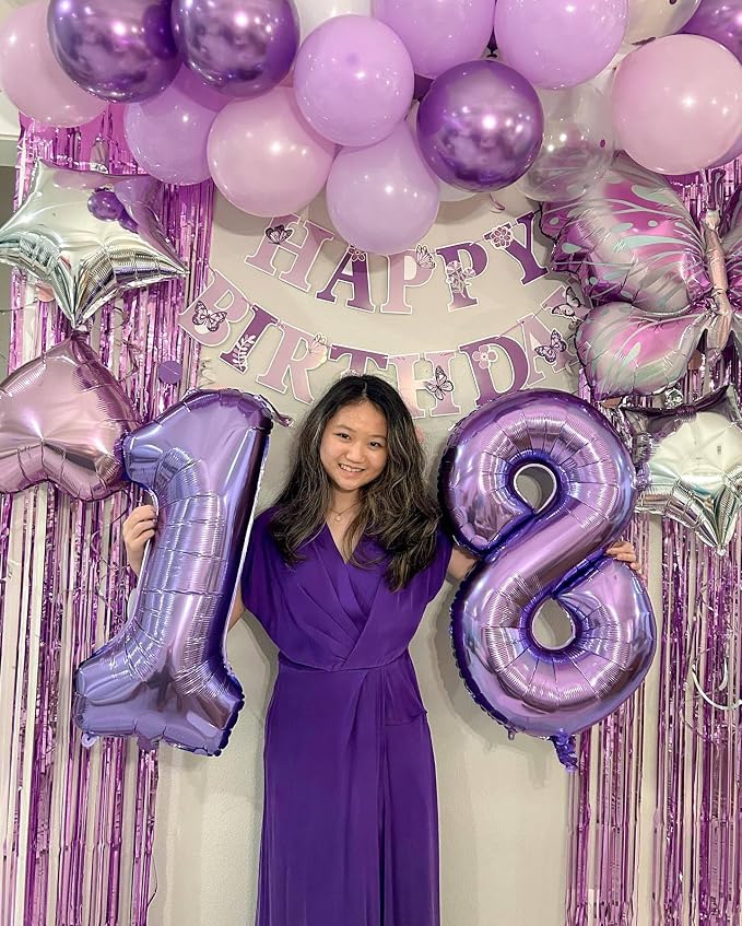25 Balloon - Purple Birthday Number Balloons, 40 Inch Decorations Men Women | - Image 4