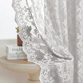 Gray Lace Curtains 90 Inches Long 2 Panels Paisley Floral Sheer Curtains by FOLKSIDEHomeDecoration