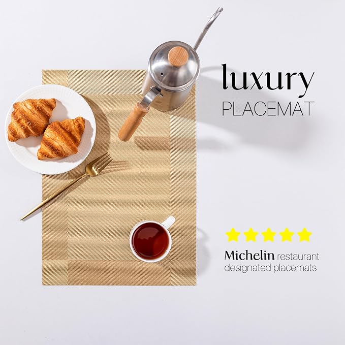 LEXMORE Placemats Set of 8 Vinyl/Plastic Woven Place Mats - Image 2
