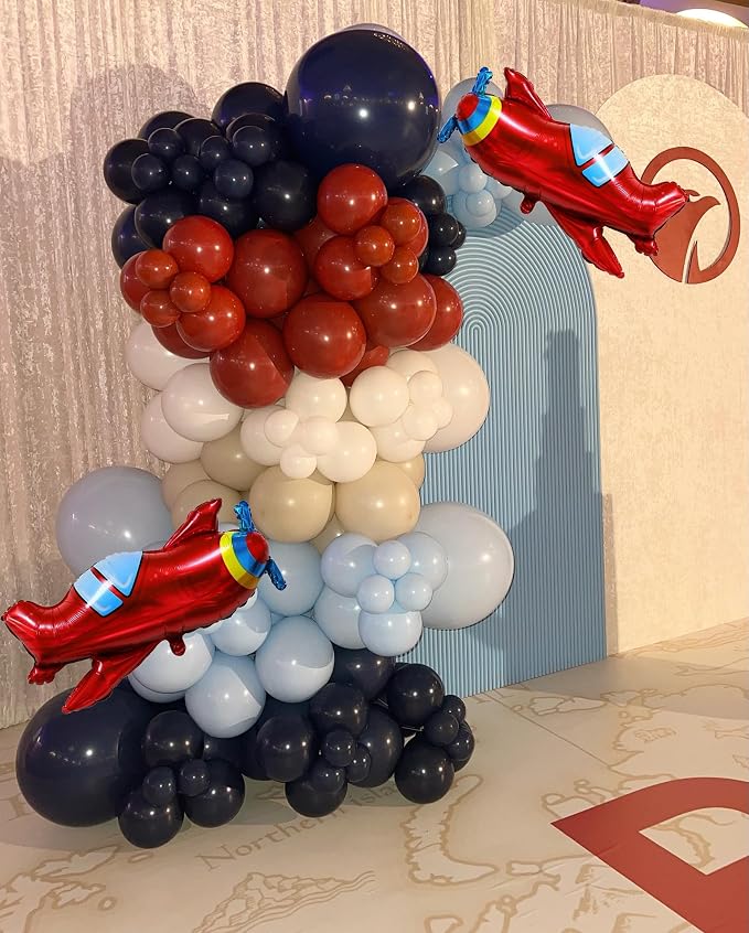 Airplane Birthday Party Decorations 142pcs Airplane Balloon Garland Arch Kit - Image 4