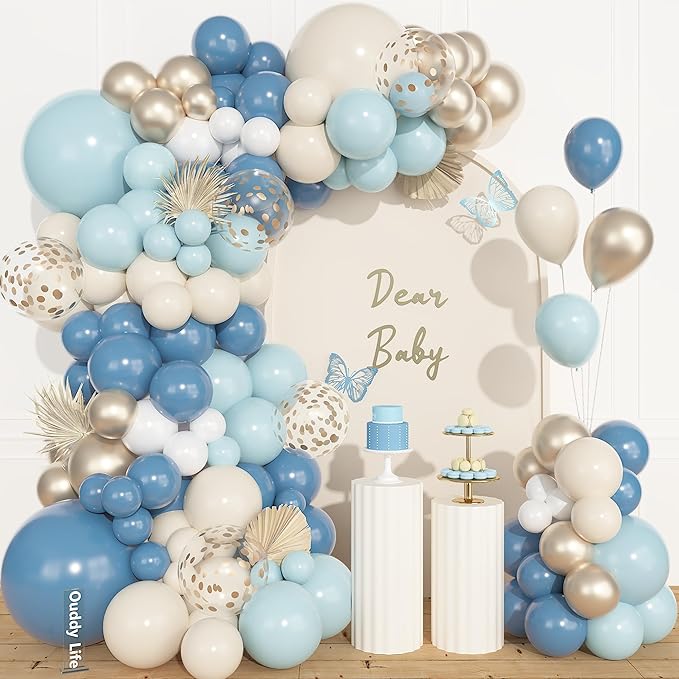 157Pcs Dusty Blue Balloons Garland Arch Kit Different Size | Fog Pastel Slate by OUDDYLIFE