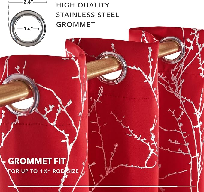 Deconovo Living Room Curtains 63 Inches Long, Thermal Insulated, Room Darkening - Image 8