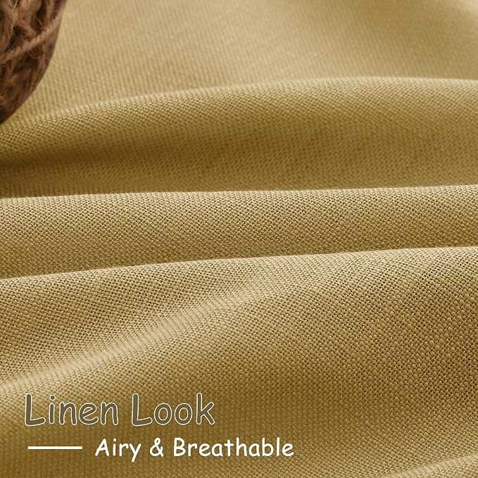 Gold Linen Curtains 63 Inches Long 2 Panel Sets - Image 5