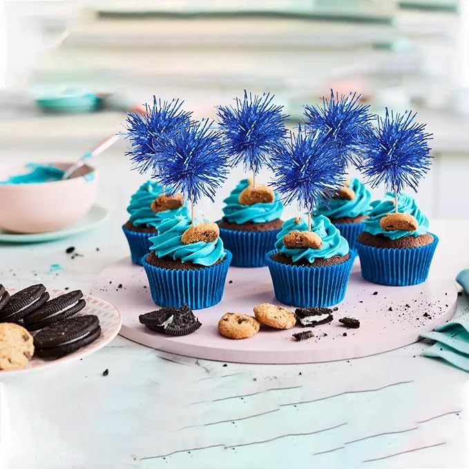 40 PCS Foil Firework Cupcake Toppers Sparkle Tinsel Cupcakae Picks Sparkler - Image 5