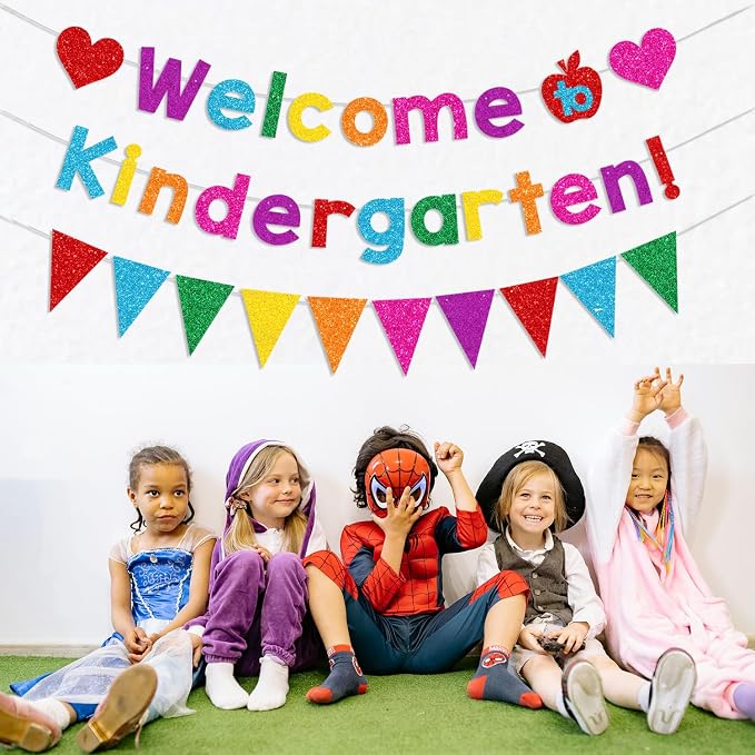 Glittery Welcome to Kindergarten Banner Pennant Back to School Decorations | - Image 4