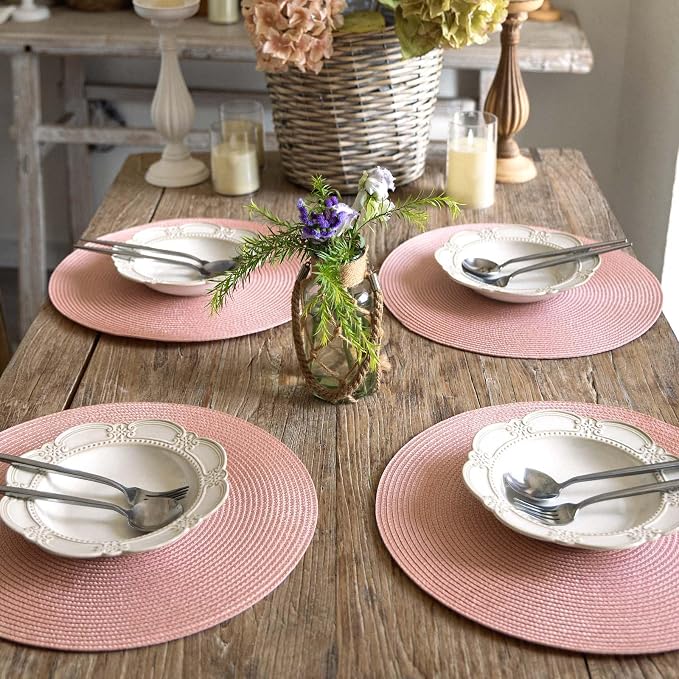 FunWheat Round Braided Placemats Set of 8 Place Mats - Image 6