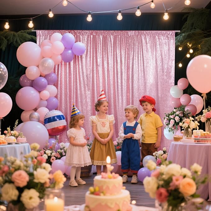 SquarePie 8x8ft Fuchsia Pink Sequin Backdrop, High Density Non-Transparent - Image 4