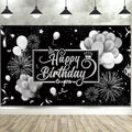 Blulu Happy Birthday Backdrop Banner Sign Poster Large Fabric Glitter Balloon by Blulu