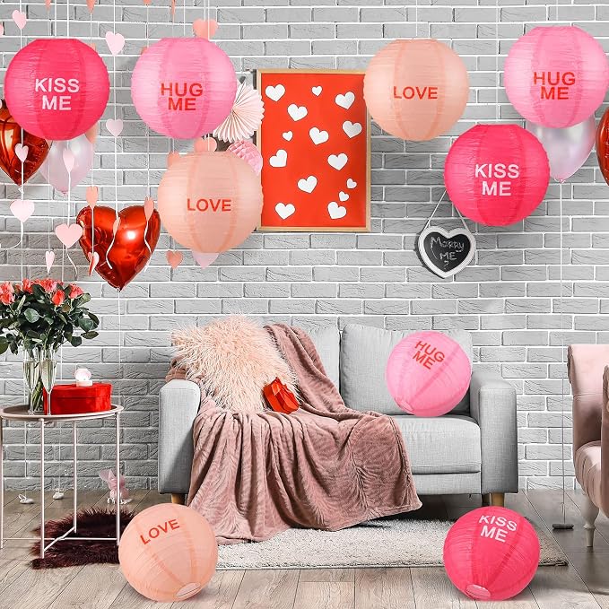 Panelee 12 Pcs Valentine's Day Party Decorations Paper Lanterns Conversation - Image 4