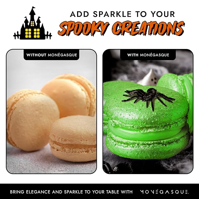 MONÉGASQUE Green Edible Glitter for Drinks 15g – Halloween Edible Glitter for Cakes & Cocktails – Luster Dust for Drinks & Cake Decorating – Cocktail Drink Shimmer Powder – Green Food Coloring Spray