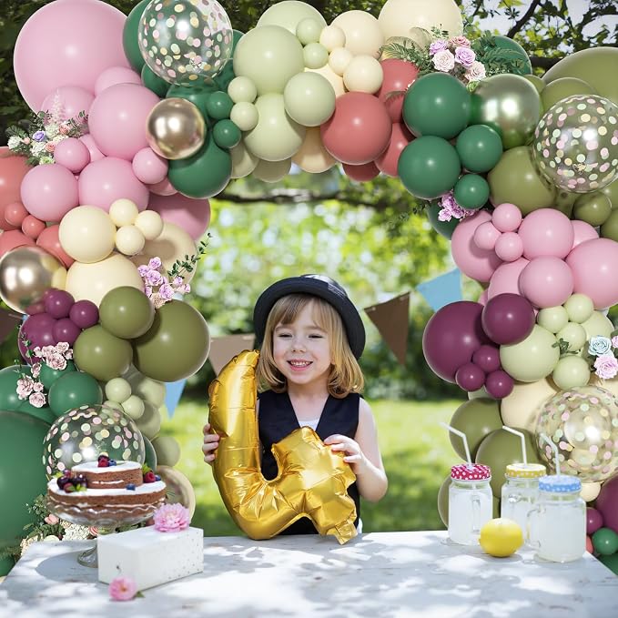 Ouddy Party Dusty Pink Green Balloons Garland Arch Kit 18 12 10 5 Inch | - Image 5