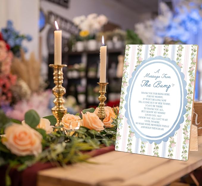 Sweet Floral Striped A Message From the Bump Baby Shower Signs, Grandmillennial - Image 3
