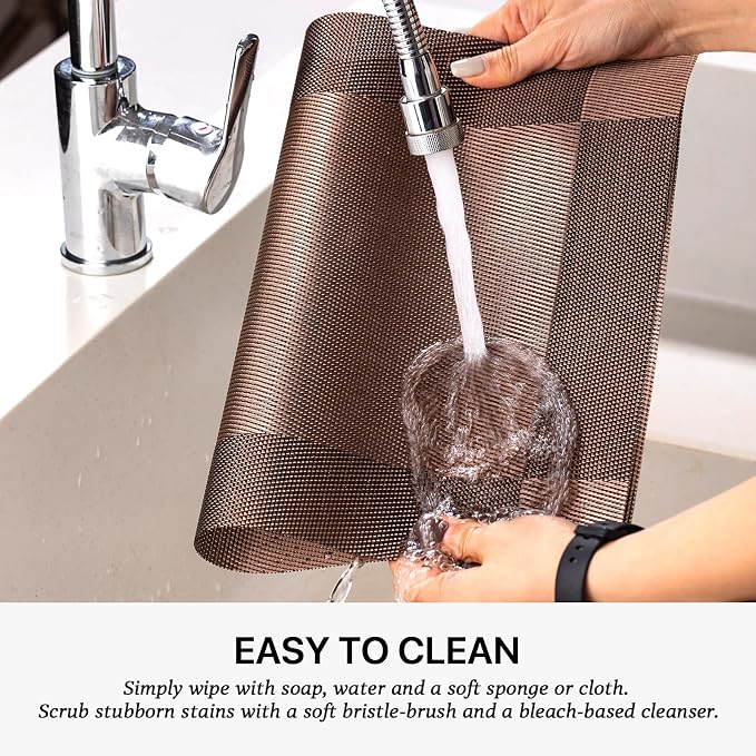 LEXMORE Placemats Set of 4 Vinyl/Plastic Woven Place Mats - Image 4