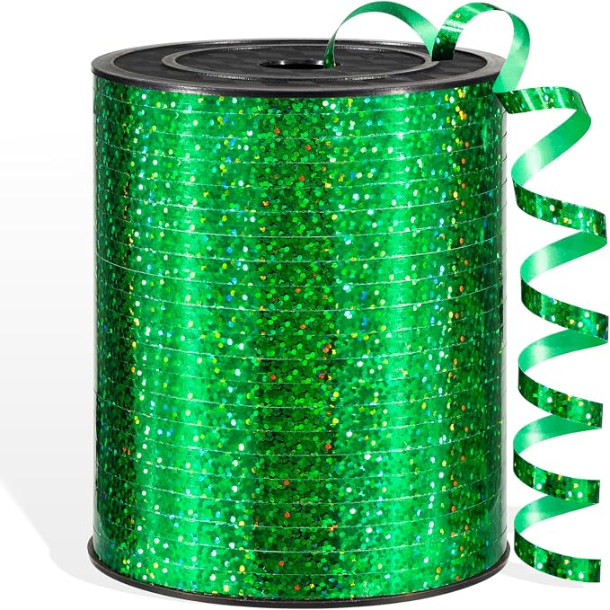 600 Yards Green Shiny Curling Ribbon 1/5 Inch Green Christmas Balloon String by Unknown