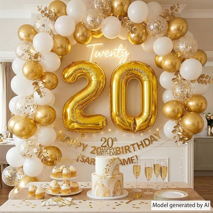 Gold Number 20 Balloon 40 Inch, Shiny Foil Decor - Image 6