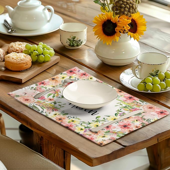He is Risen Placemats Set of 4 Spring Easter Christian Cross Religious Flowers - Image 6