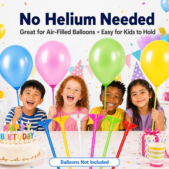 120pcs 12" Balloon Sticks Assorted Colors, Plastic Balloon Holders and Cups - Image 7