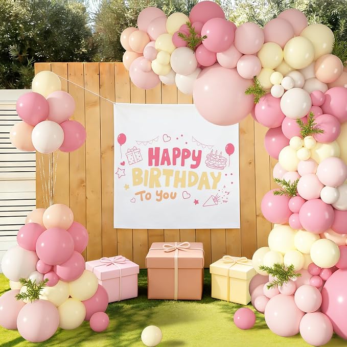 152Pcs Pink and Yellow Balloons Arch Kit Different Size | Pastel Light Pink - Image 6