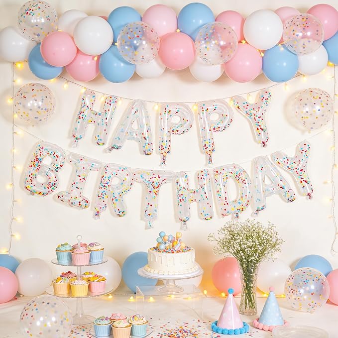 Happy Birthday Letter balloon banner, 16-inch Happy Birthday | clear sequined - Image 7