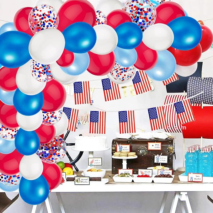 50 Party Balloons Red White Blue Balloons 12 Inches July 4th Birthday Latex - Image 5