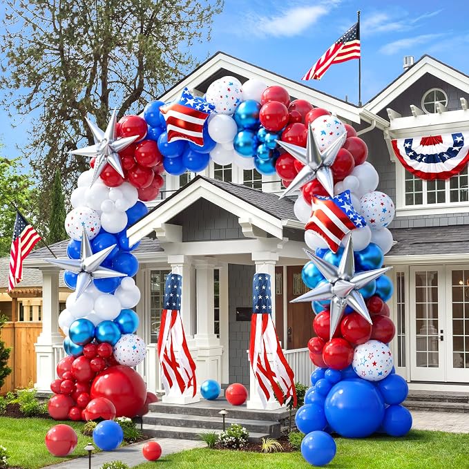 151pcs Red White and Blue Balloon Garland Arch Kit Patriotic Decorations by AobkDeco