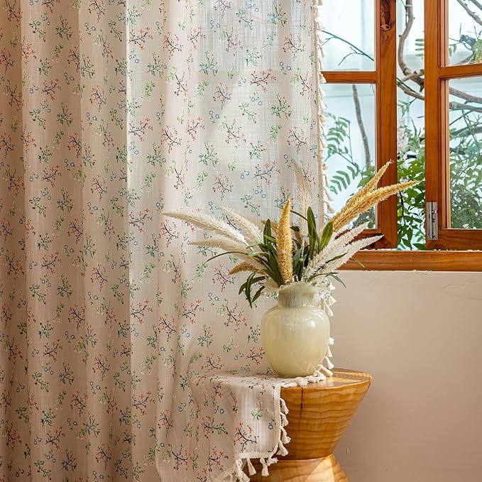 ENJOYBRIDAL Floral Living Room Curtains 84 Inches Long Doorway Vintage Semi - Image 6