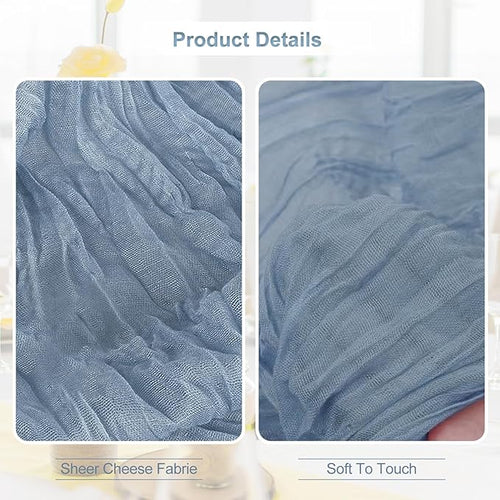 10 Pack Dusty Blue Cheesecloth Table Runner 35x120 Inch 10Ft Rustic Gauze Cheese Cloth Table Runner Sheer Cheesecloth Table Runners for Wedding Party Bridal Shower Decoration