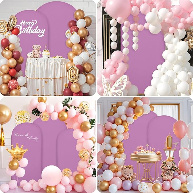 6.6FT Wedding Arch Covers Arch Backdrop Cover Arch Stand Covers Set Arch Cover Spandex Fabric Stretchy Backdrop for Wedding Birthday Party Decoration Baby Shower (Lilac)
