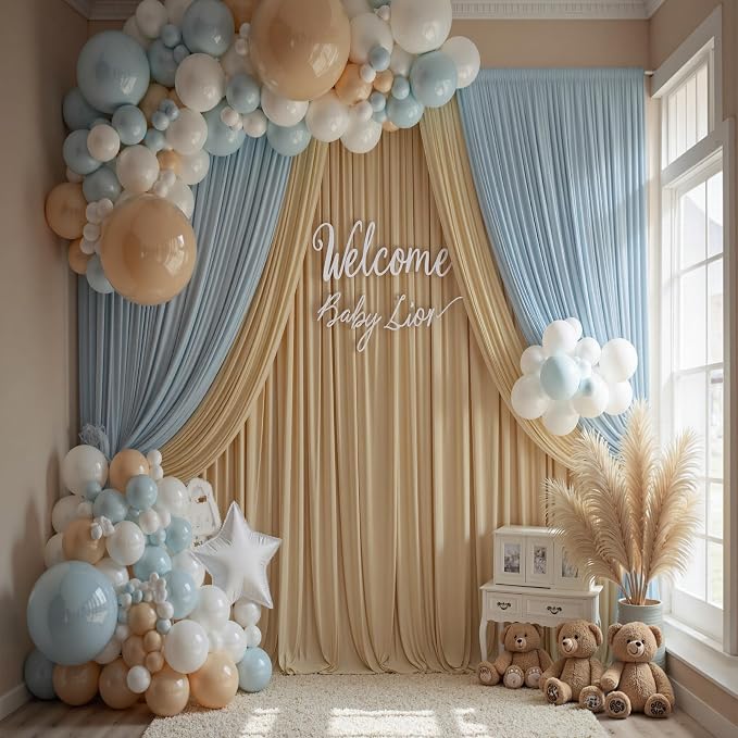 40ft×14ft Long Champagne Backdrop Curtain - Image 3