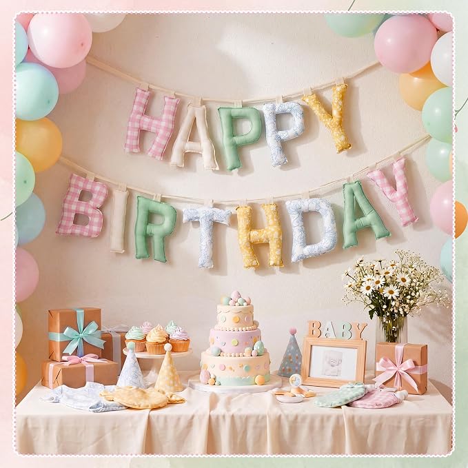 Pre-strung Happy Birthday Banner Sign Reusable Felt Happy Birthday Garland - Image 7
