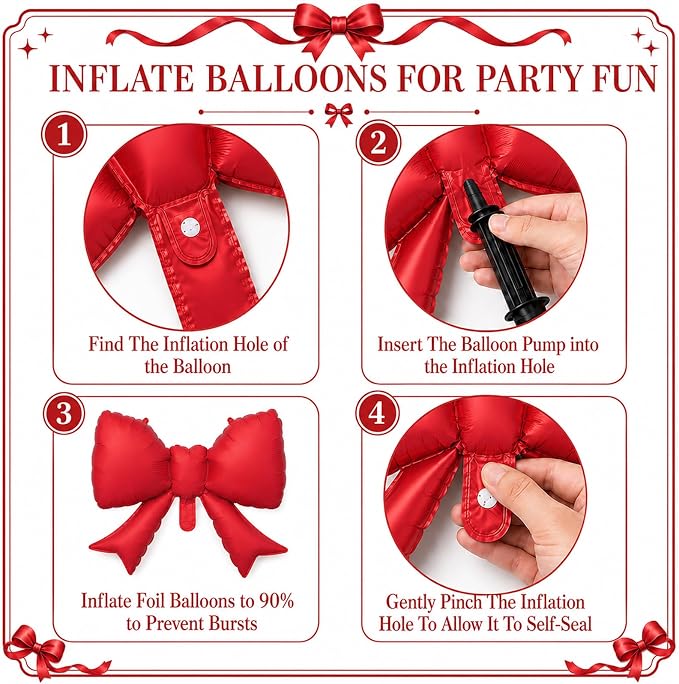 8Pcs Red Bow Foil Balloons, 21Inch Red Bow Shaped Balloons - Image 7