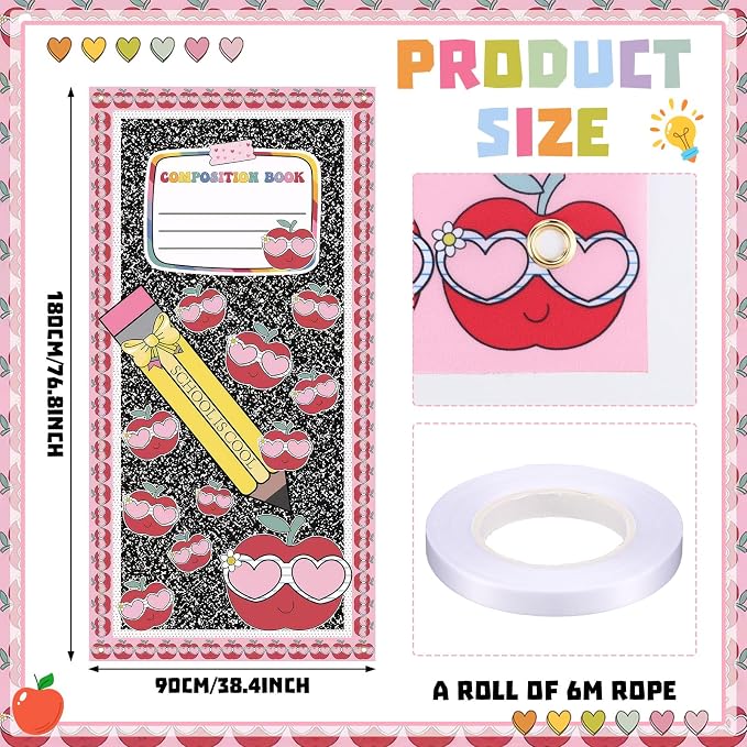 HunnmingRe Composition Notebook Banner Door Decor Back to School Party Supplies - Image 2