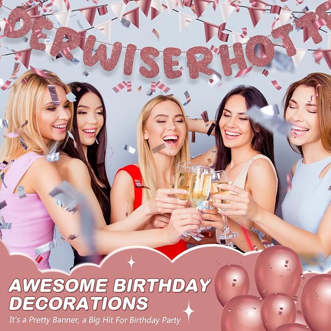 Fulmoon Set of 3 Pre Strung Older Wiser Hotter Glitter Banner Funny Birthday - Image 6