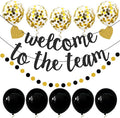 Welcome to The Team Banner Black Gold Glittery Welcome Banner by PEIQICHU