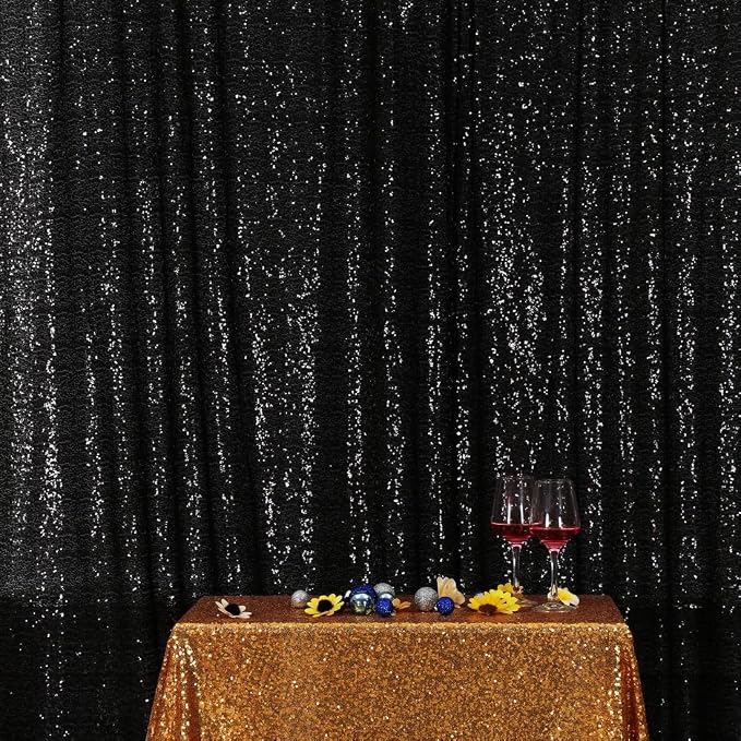 Poise3EHome Black Sequin Backdrop, 20Ft x 10Ft Glitter Photography Background by Poise3EHome
