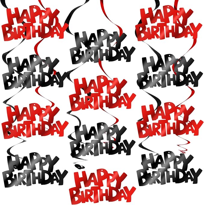 BEISHIDA 12 Pcs Happy Birthday Hanging Swirl Decorations, Men Boys Birthday by Beishida